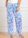Talbots Plus Size - Satin Wide Leg Pants - Painted Paisley - White - 3x  In White