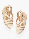 Talbots Saylor Strappy Canvas Espadrille Wedges - Natural - 11m - 100% Cotton