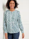 Talbots Plus Petite - Scallop Lace Trim Top - Blooming Daffodils - Ivory - X - 100% Cotton  In Ivory
