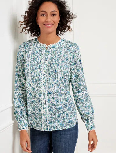 Talbots Plus Petite - Scallop Lace Trim Top - Blooming Daffodils - Ivory - X - 100% Cotton