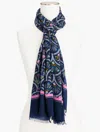 Talbots Scalloped Floral Oblong Scarf - Ink - 001  In Ink