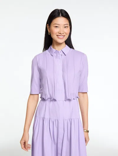 Talbots Scalloped Pointelle Shrug - Lavender Dawn - Large - 100% Cotton