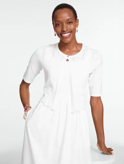 Talbots Scalloped Pointelle Shrug - White - Xl - 100% Cotton