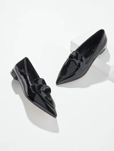 Talbots Scarlet Patent Leather Twist Pointed Toe Loafers - Black - 5m  In Multi