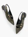 Talbots Scarlet Patent Slingback Flats - Pearlized - Oak Moss - 11m