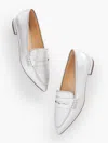 Talbots Scarlet Pointed Toe Metallic Leather Loafers - Silver - 9m  In Silver