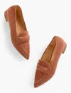 Talbots Scarlet Suede Pointed Toe Loafers - Cognac - 10 1/2 M  In Brown