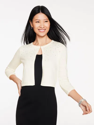 Talbots Scattered Crystal Shrug - Ivory - Medium  In White