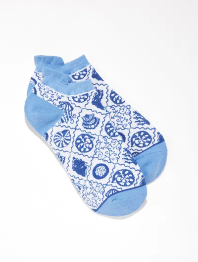 Talbots Seashell Tiles Ankle Socks - White - 001