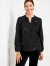 Talbots Misses - Sequin Embellished Top - Black - Xs - 100% Cotton  In Black