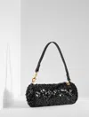 Talbots Sequin Velvet Barrel Shoulder Bag - Black - 001  In Black