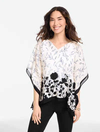 Talbots Shadow Botanical Poncho - Ivory - M/l  In White