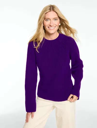 Talbots Shaker Knit Crewneck Sweater - Bramble Purple - Xs