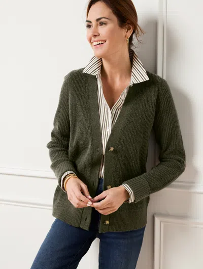 Talbots Shaker Stitch Cuffed Back Cardigan Sweater - Tuscan Olive - Xl