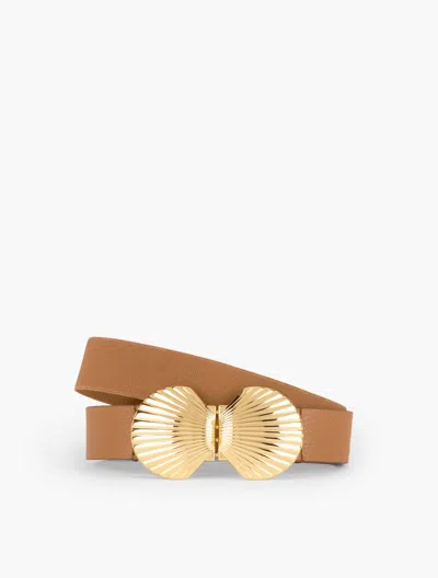 Talbots Shell Buckle Leather Trim Belt - Havana Tan - Xl
