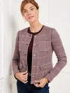 Talbots Shetland Crop Jacket - Autumn Plaid - Rich Burgundy - 20  In Rich Burgundy