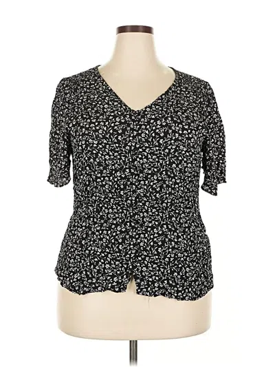 Pre-owned Talbots Short Sleeve Blouse In Black