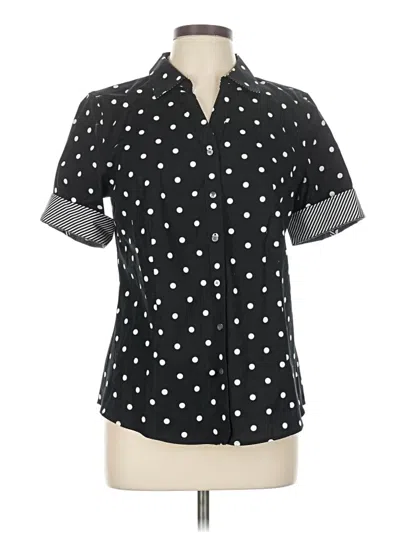 Pre-owned Talbots Short Sleeve Blouse In Black