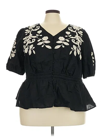 Pre-owned Talbots Short Sleeve Blouse In Black