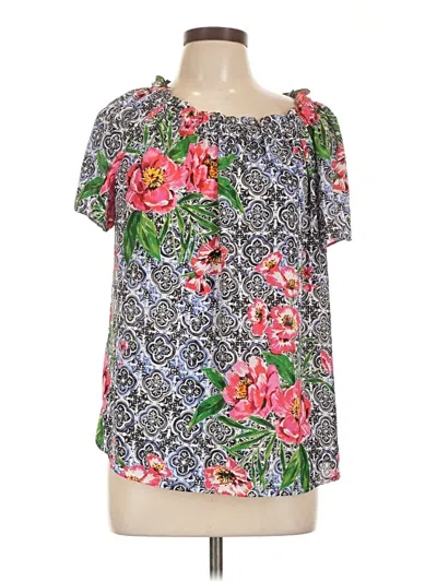 Pre-owned Talbots Short Sleeve Blouse In Black