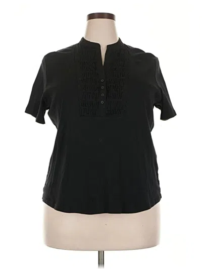 Pre-owned Talbots Short Sleeve Blouse In Black