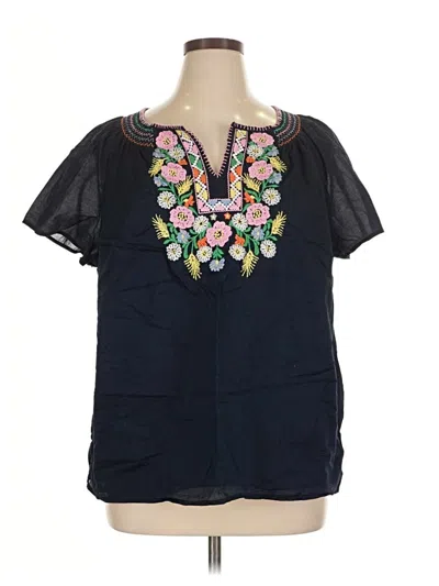 Pre-owned Talbots Short Sleeve Blouse In Black
