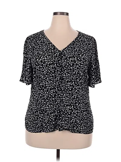 Pre-owned Talbots Short Sleeve Blouse In Black