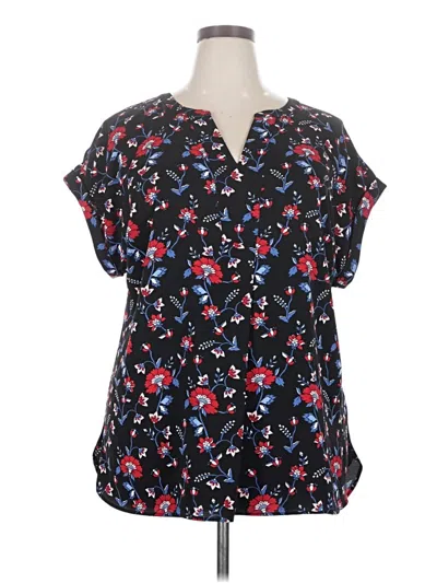 Pre-owned Talbots Short Sleeve Blouse In Black