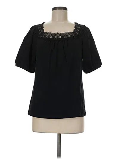 Pre-owned Talbots Short Sleeve Blouse In Black