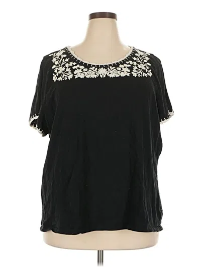 Pre-owned Talbots Short Sleeve Blouse In Black