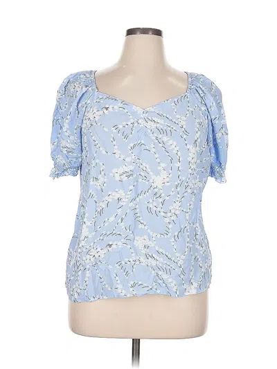 Pre-owned Talbots Short Sleeve Blouse In Blue