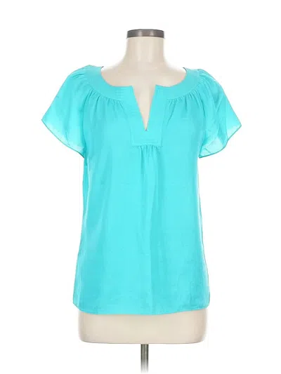 Pre-owned Talbots Short Sleeve Blouse In Blue