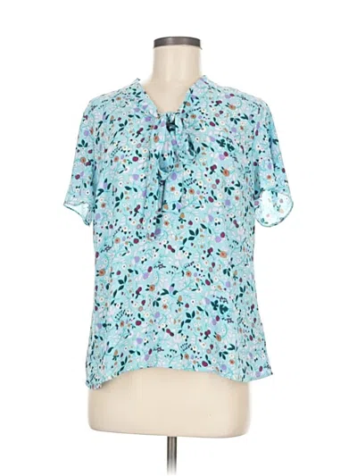 Pre-owned Talbots Short Sleeve Blouse In Blue