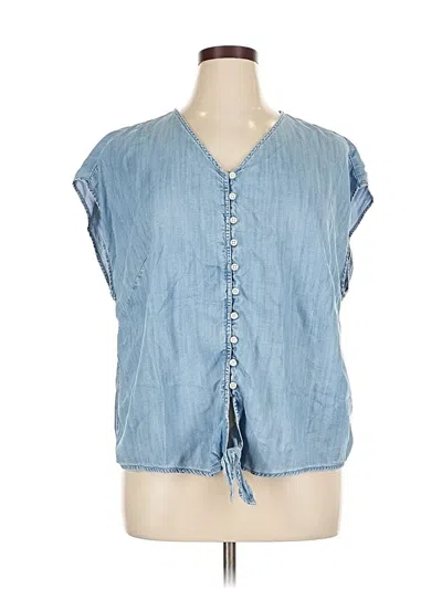 Pre-owned Talbots Short Sleeve Blouse In Blue