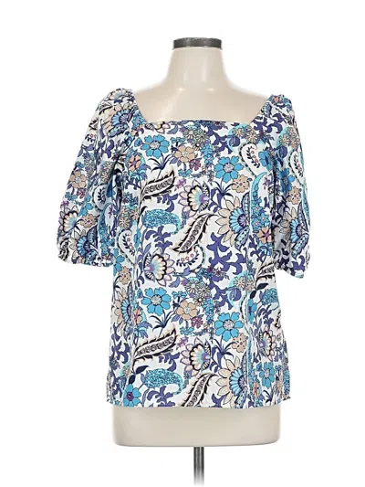 Pre-owned Talbots Short Sleeve Blouse In Blue