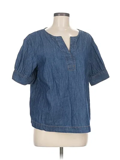 Pre-owned Talbots Short Sleeve Blouse In Blue