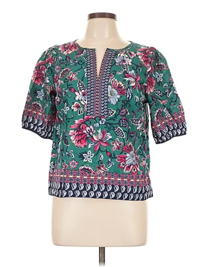 Pre-owned Talbots Short Sleeve Blouse In Blue