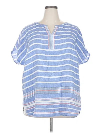 Pre-owned Talbots Short Sleeve Blouse In Blue