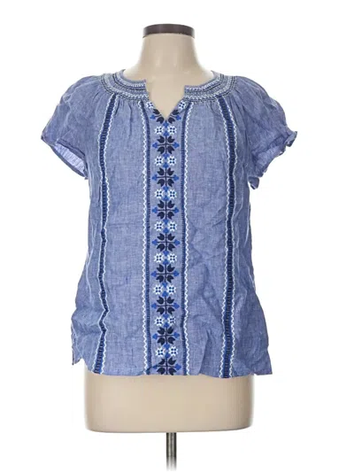 Pre-owned Talbots Short Sleeve Blouse In Blue