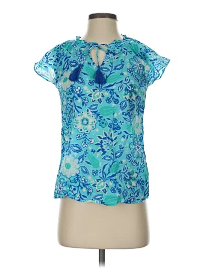 Pre-owned Talbots Short Sleeve Blouse In Blue