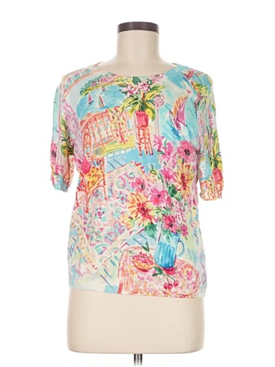 Pre-owned Talbots Short Sleeve Blouse In Blue