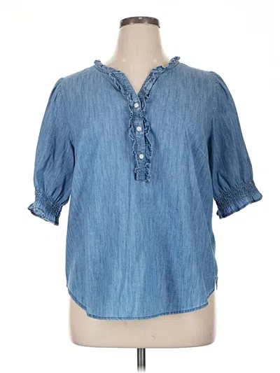 Pre-owned Talbots Short Sleeve Blouse In Blue