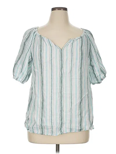 Pre-owned Talbots Short Sleeve Blouse In Blue