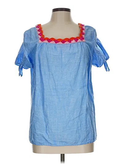 Pre-owned Talbots Short Sleeve Blouse In Blue