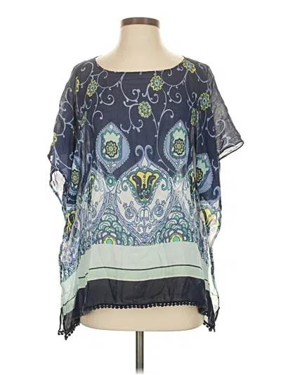 Pre-owned Talbots Short Sleeve Blouse In Blue