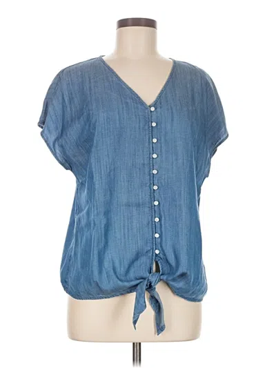 Pre-owned Talbots Short Sleeve Blouse In Blue