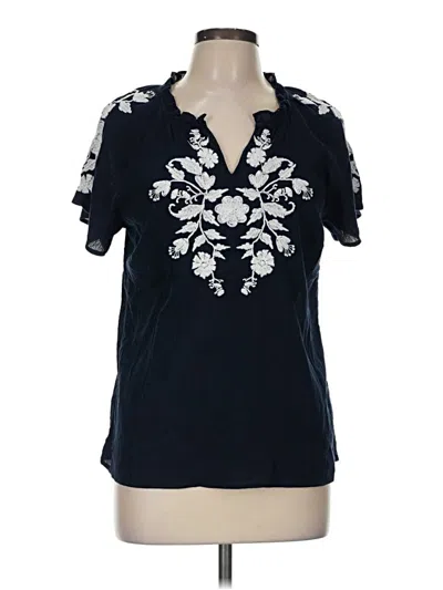 Pre-owned Talbots Short Sleeve Blouse In Blue