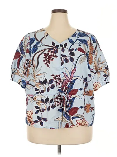 Pre-owned Talbots Short Sleeve Blouse In Blue