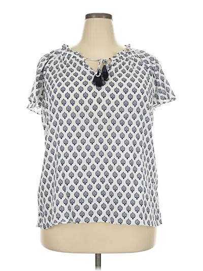 Pre-owned Talbots Short Sleeve Blouse In Blue