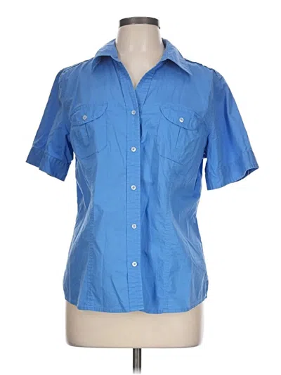 Pre-owned Talbots Short Sleeve Blouse In Blue
